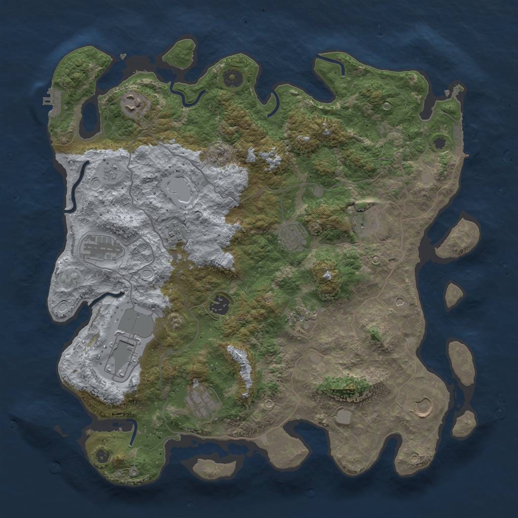 Rust Map: Procedural Map, Size: 4000, Seed: 860404409, 19 Monuments