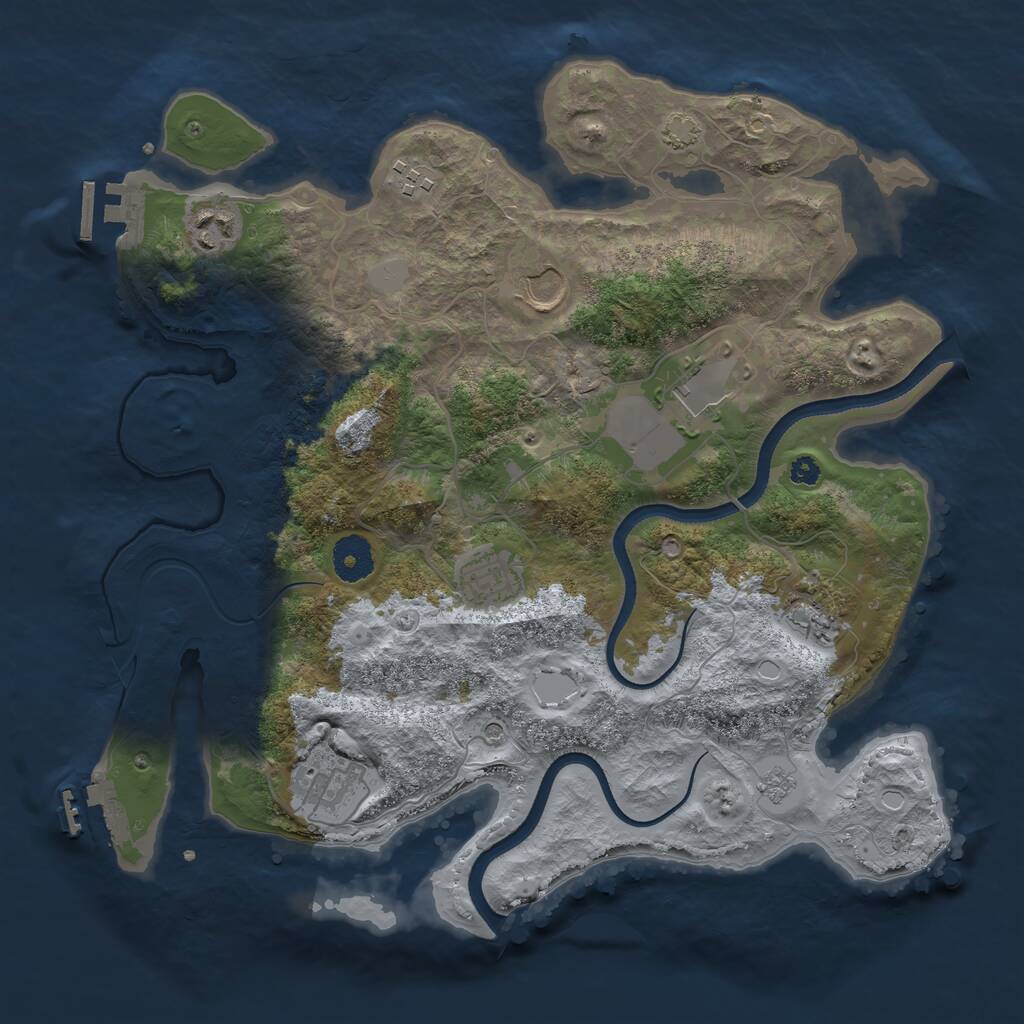 Rust Map: Procedural Map, Size: 3500, Seed: 840120558, 13 Monuments
