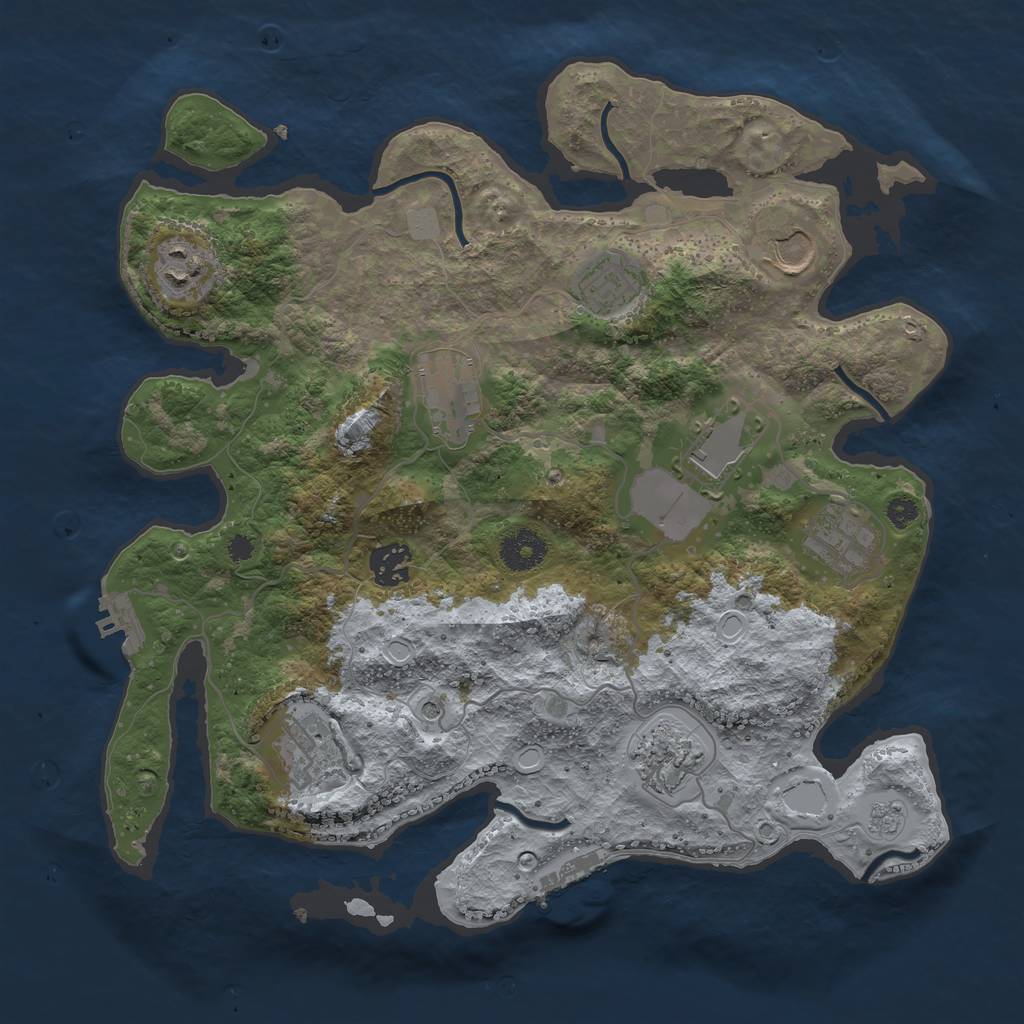 Rust Map: Procedural Map, Size: 3500, Seed: 840120558, 18 Monuments