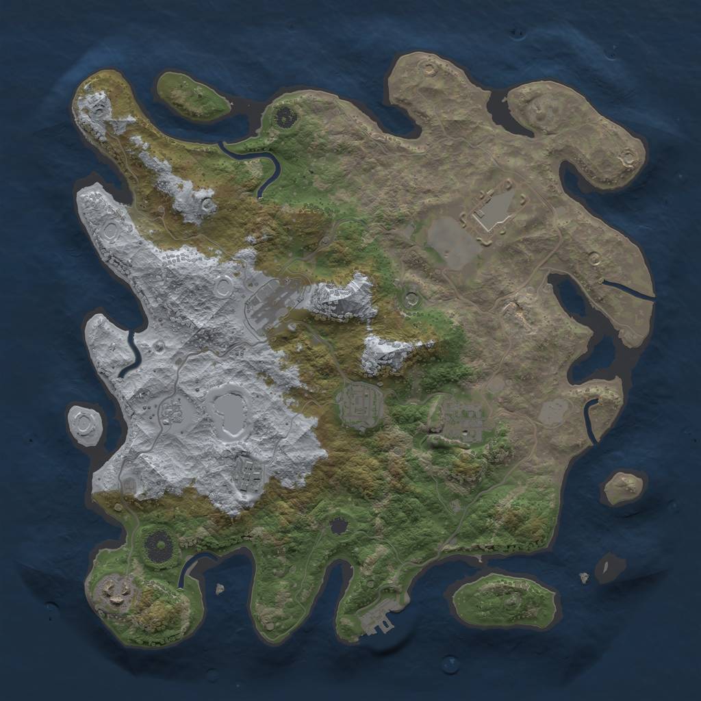 Rust Map: Procedural Map, Size: 3500, Seed: 70104258, 14 Monuments