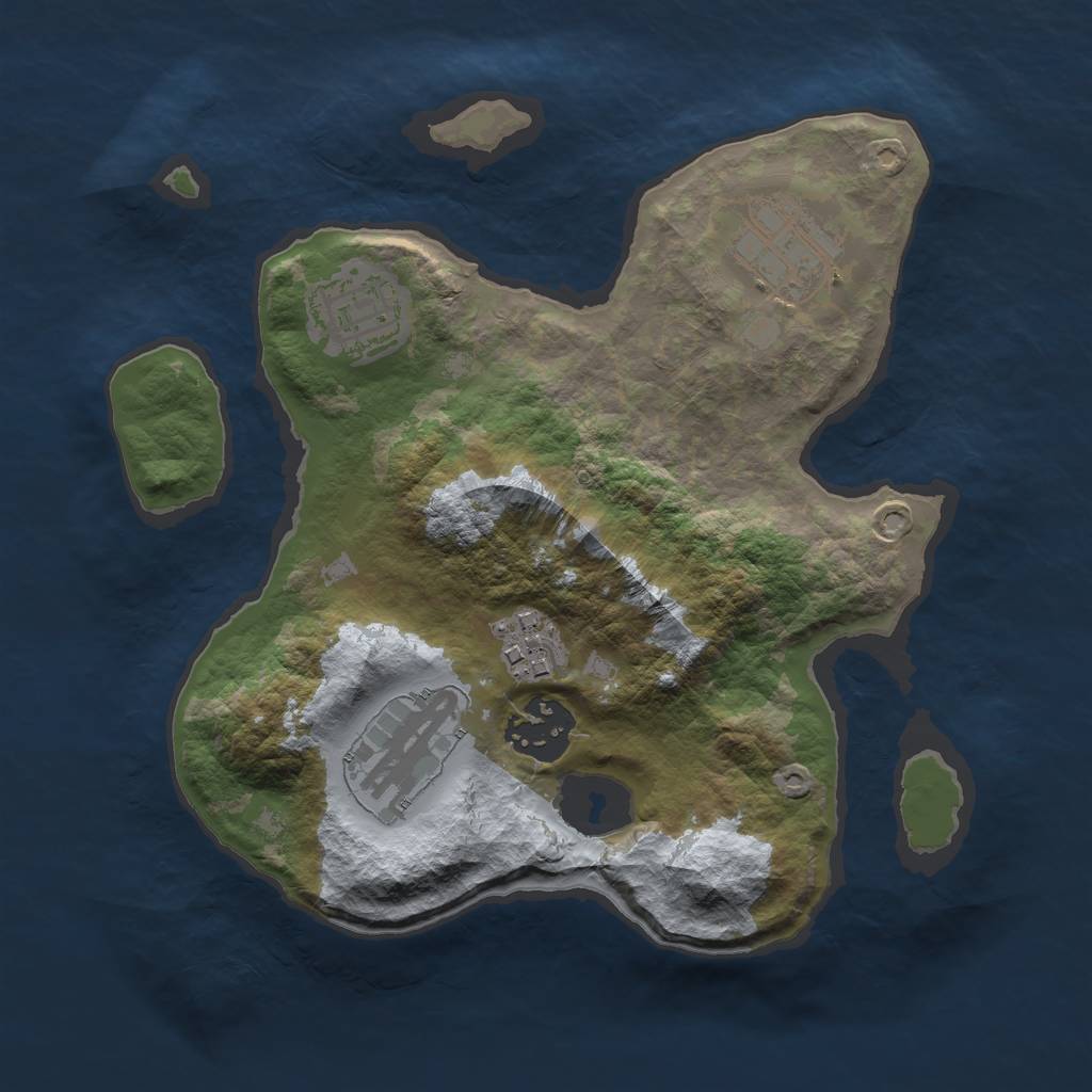 Rust Map: Barren, Size: 2500, Seed: 4583, 7 Monuments