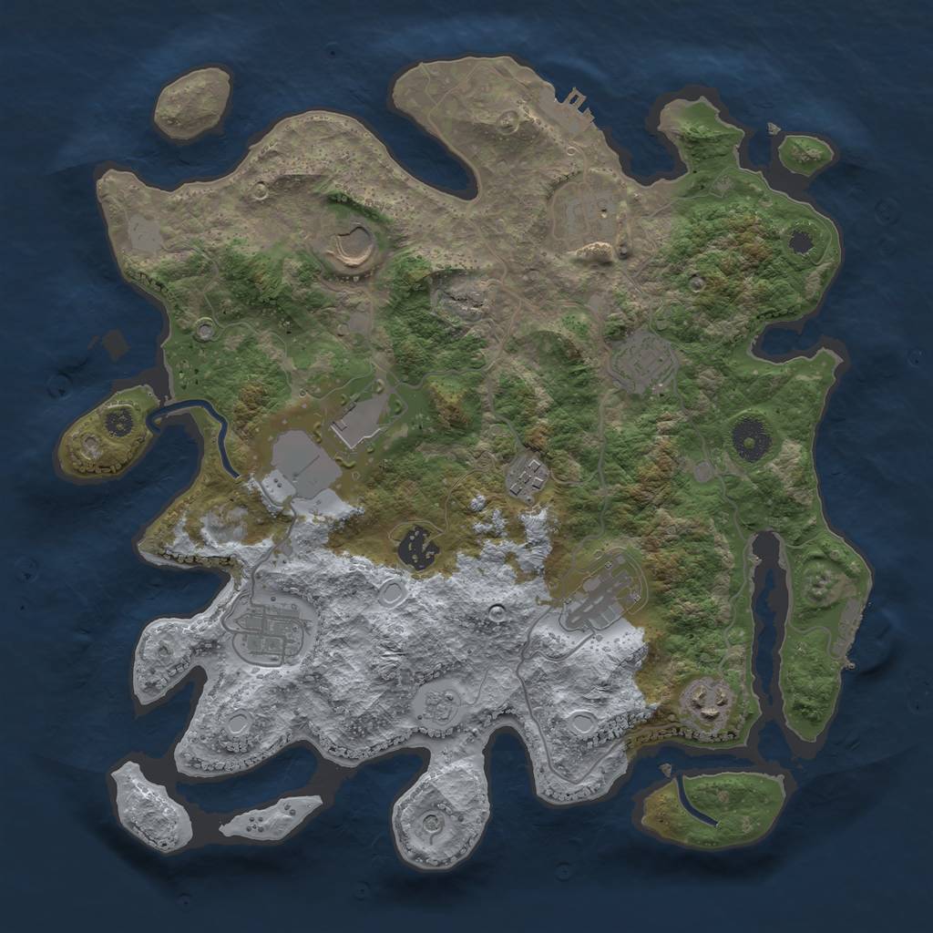 Rust Map: Procedural Map, Size: 3500, Seed: 239345, 18 Monuments