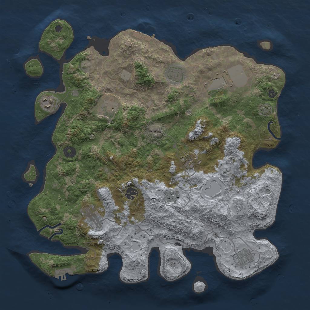 Rust Map: Procedural Map, Size: 3750, Seed: 1783205630, 17 Monuments