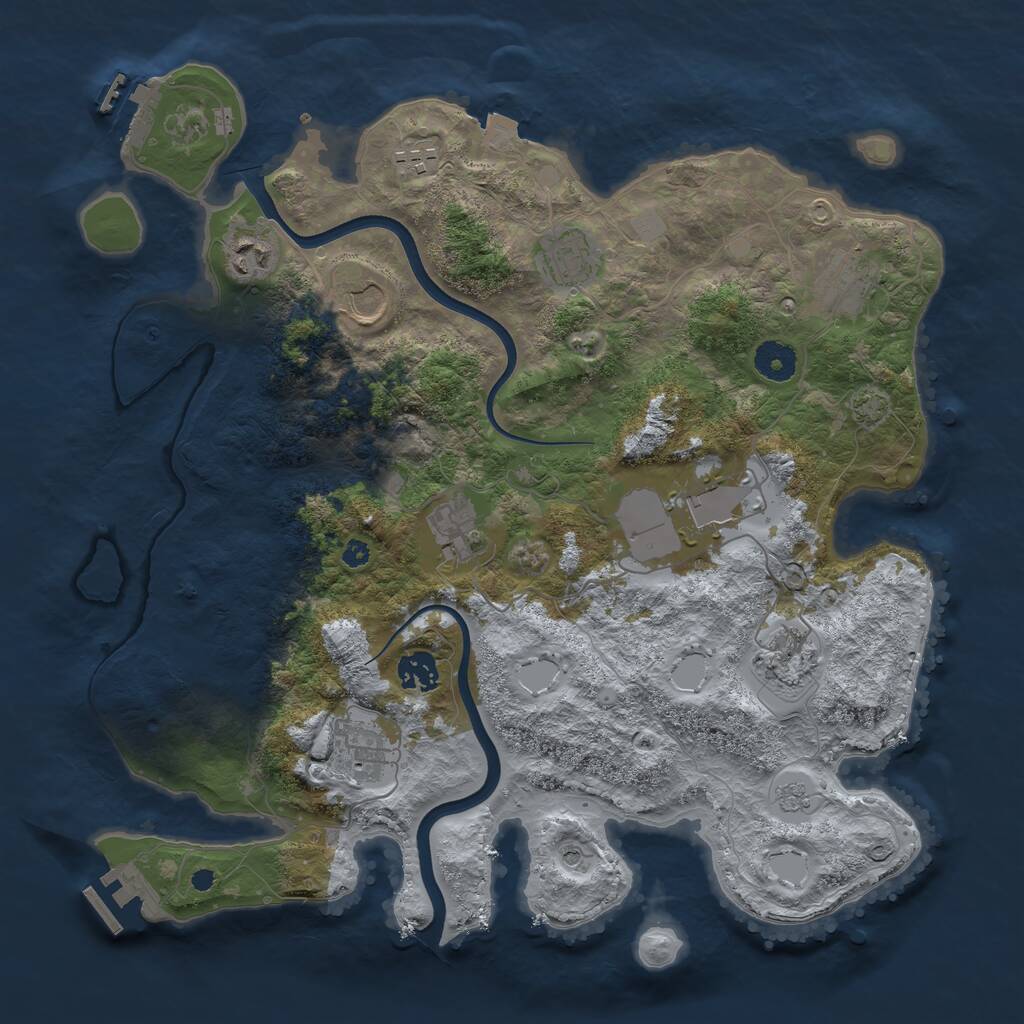 Rust Map: Procedural Map, Size: 3750, Seed: 1783205630, 16 Monuments