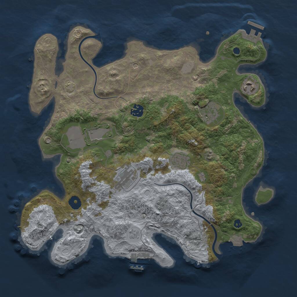 Rust Map: Procedural Map, Size: 3500, Seed: 1144737, 13 Monuments
