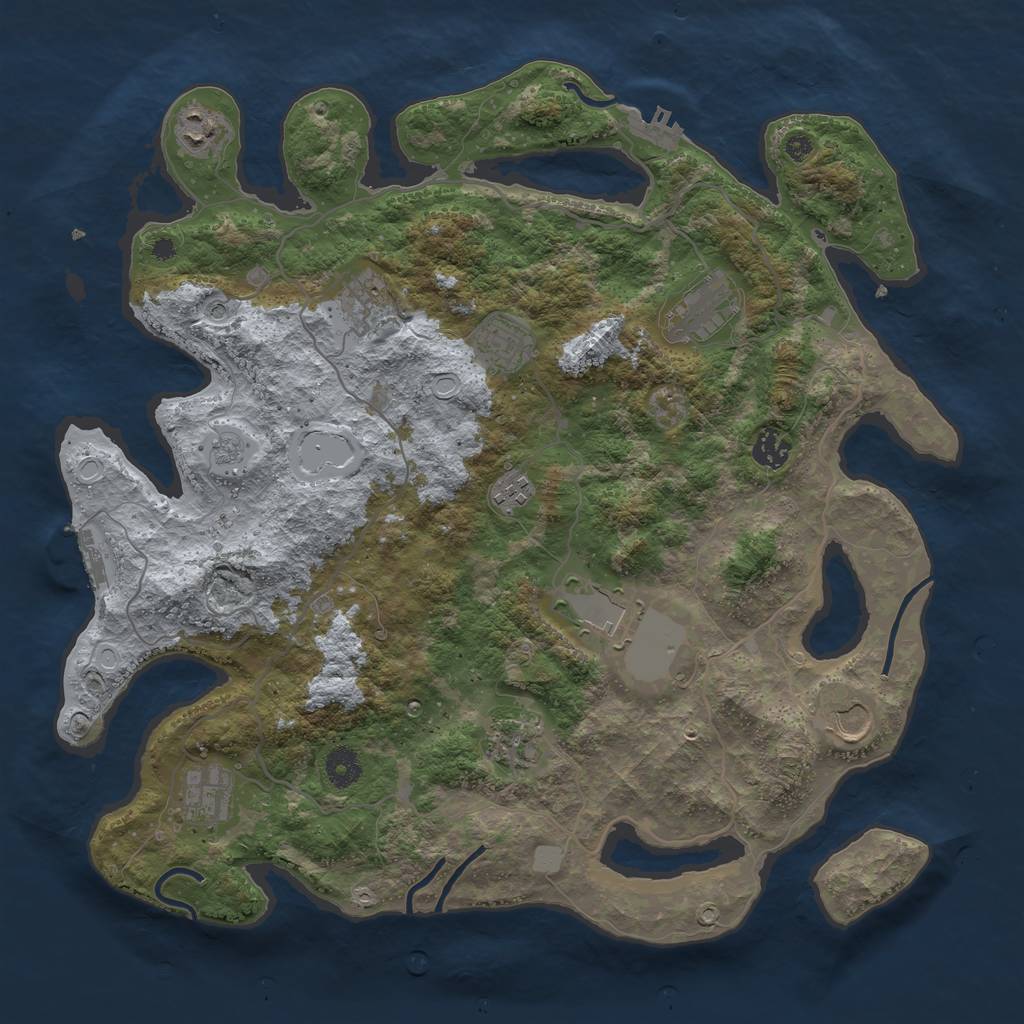 Rust Map: Procedural Map, Size: 4000, Seed: 130644994, 19 Monuments