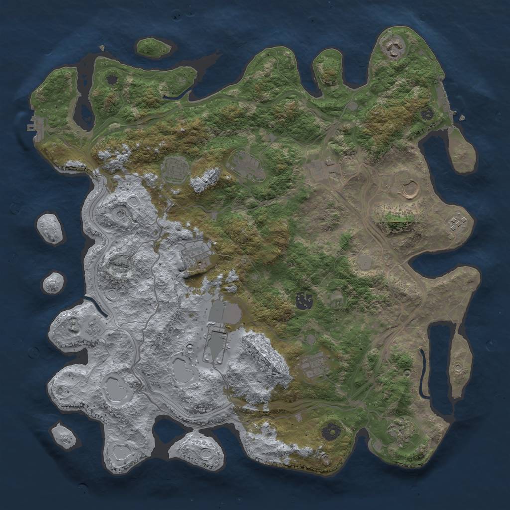 Rust Map: Procedural Map, Size: 4250, Seed: 1909091557, 20 Monuments