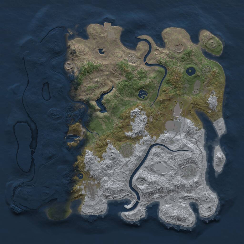 Rust Map: Procedural Map, Size: 4050, Seed: 2132757745, 14 Monuments