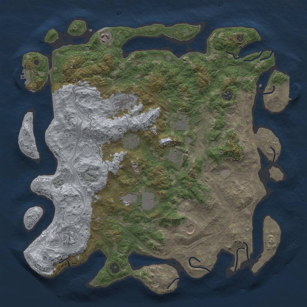 Rust Map: Procedural Map, Size: 4500, Seed: 1922054965, 19 Monuments