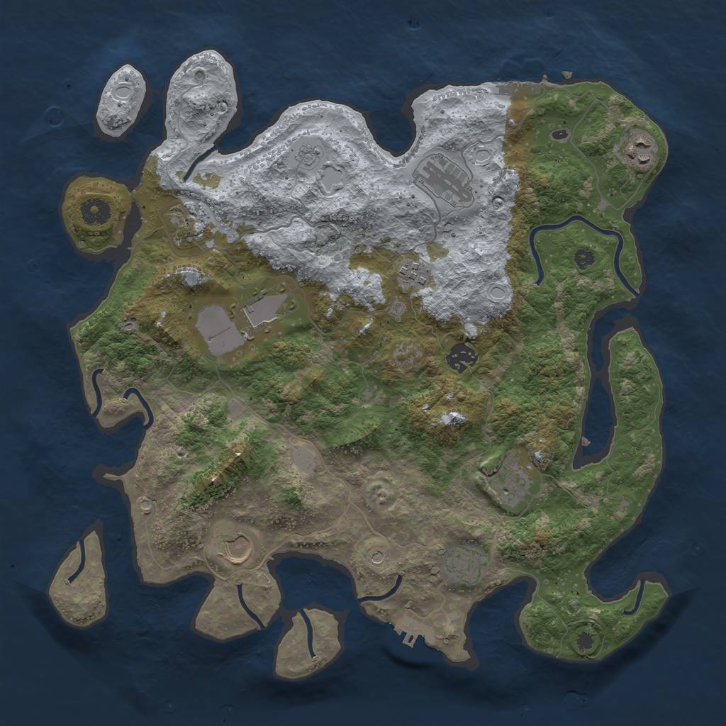 Rust Map: Procedural Map, Size: 3800, Seed: 65987993, 18 Monuments