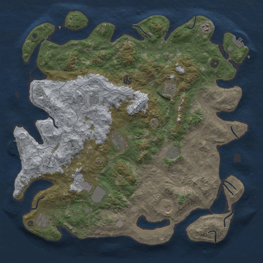 Rust Map: Procedural Map, Size: 4500, Seed: 130644994, 20 Monuments