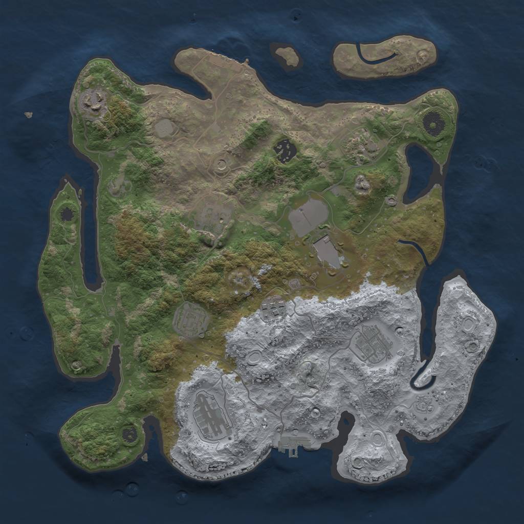 Rust Map: Procedural Map, Size: 3500, Seed: 261, 16 Monuments