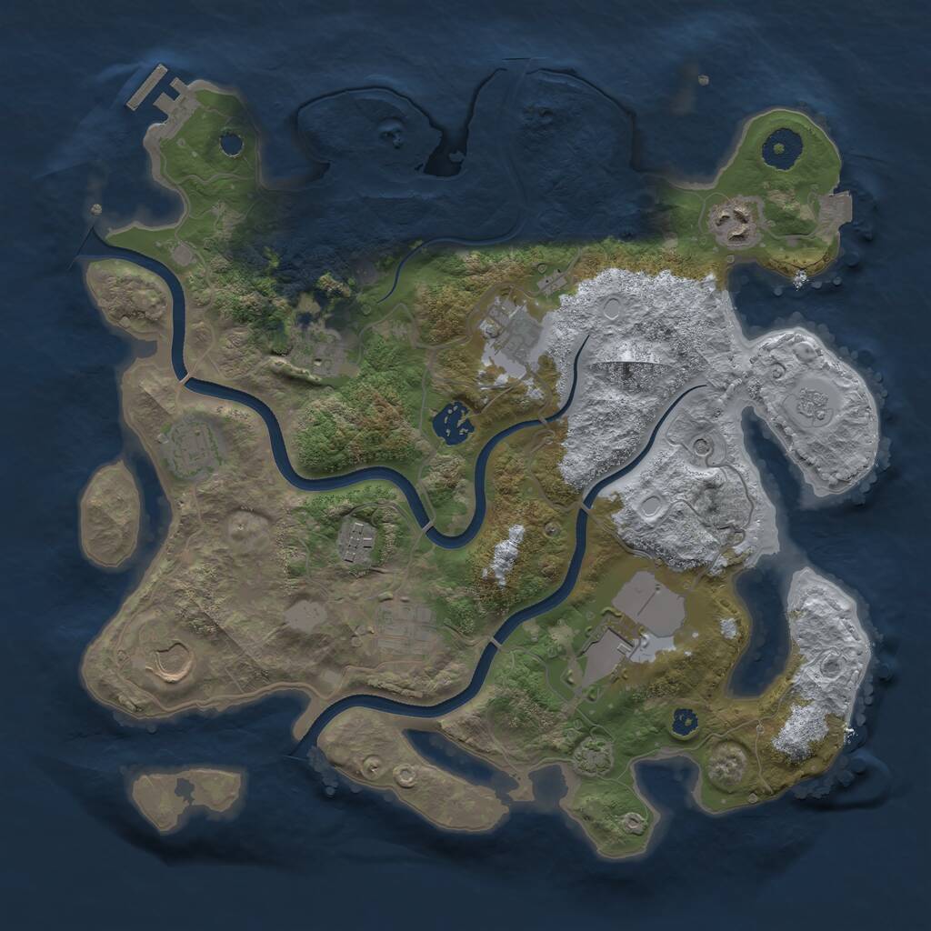 Rust Map: Procedural Map, Size: 3500, Seed: 69830308, 14 Monuments