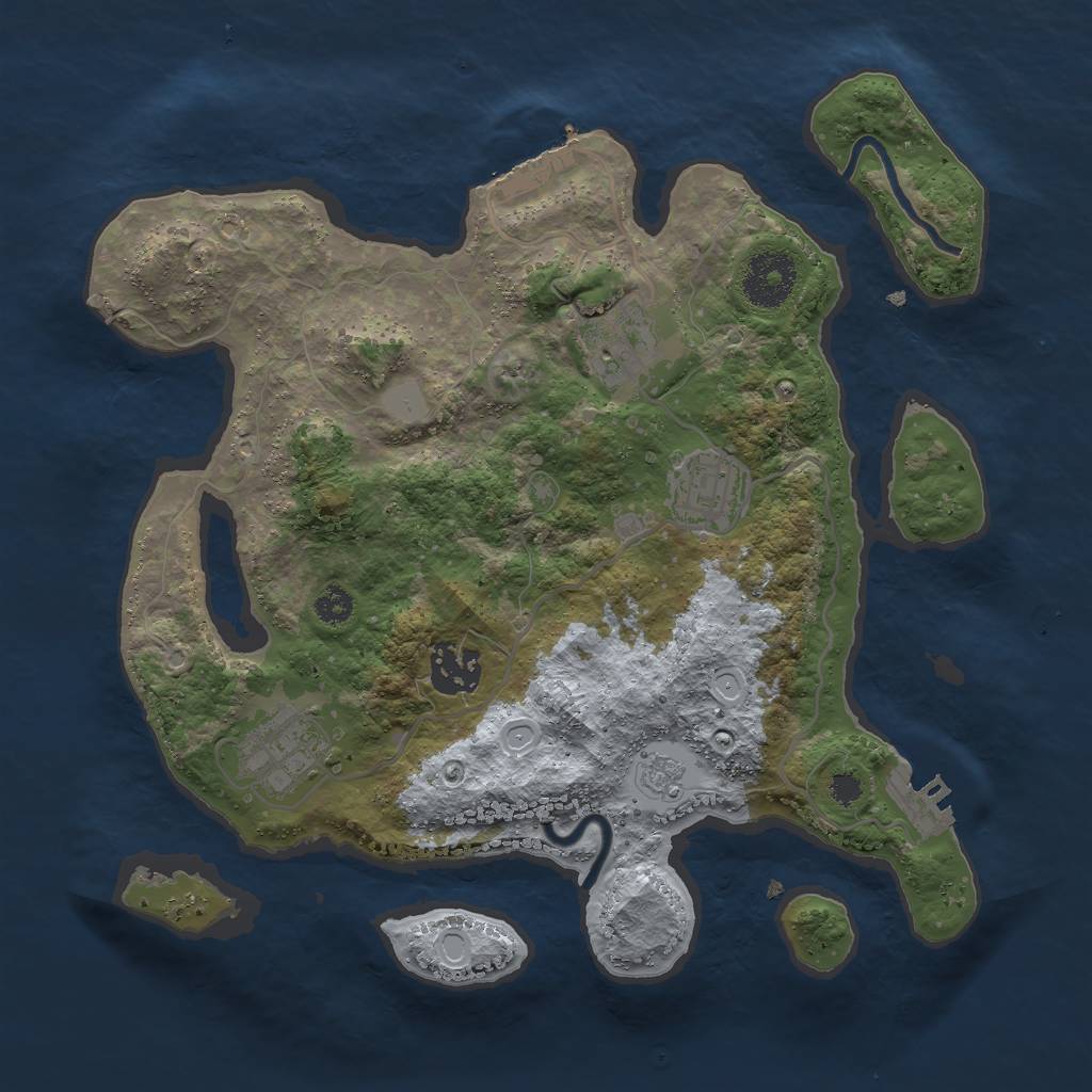 Rust Map: Procedural Map, Size: 3000, Seed: 171274, 10 Monuments
