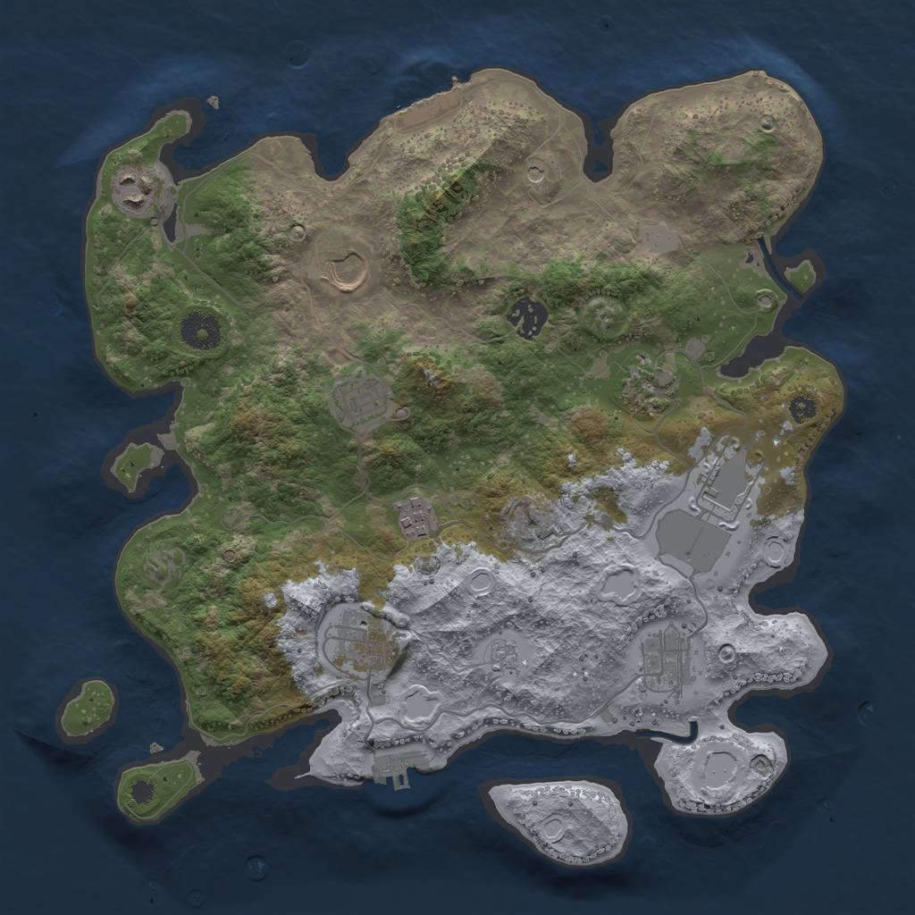 Rust Map: Procedural Map, Size: 3500, Seed: 123213, 16 Monuments
