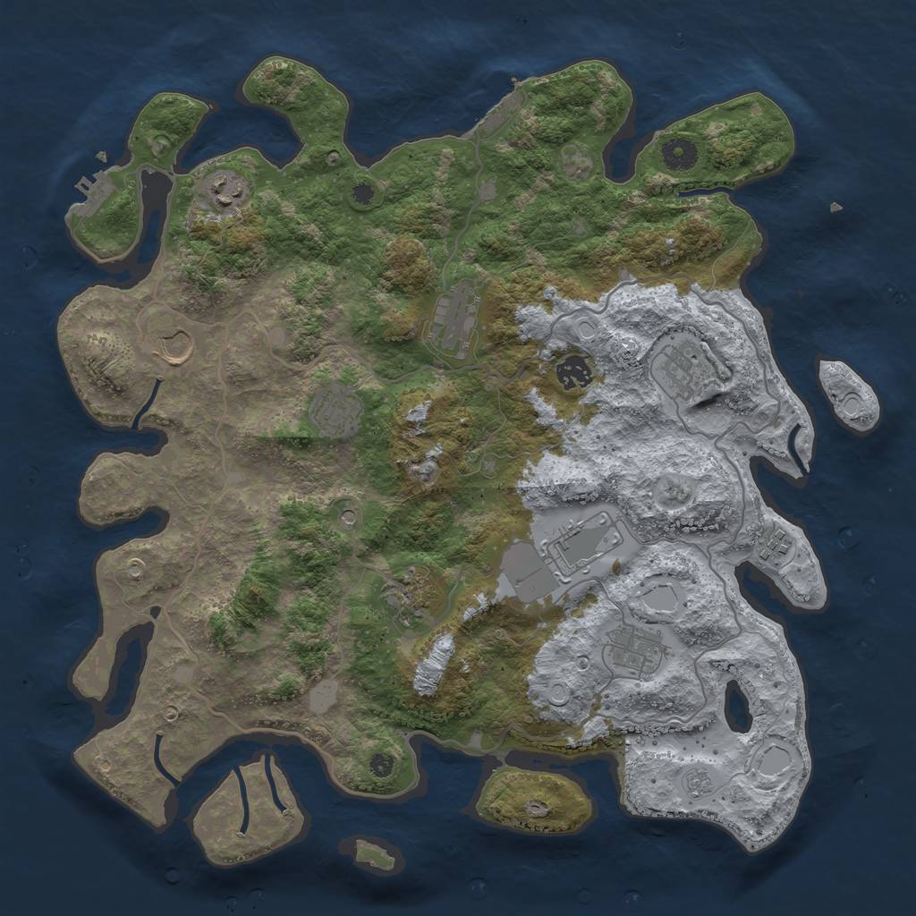 Rust Map: Procedural Map, Size: 4000, Seed: 432123423, 19 Monuments