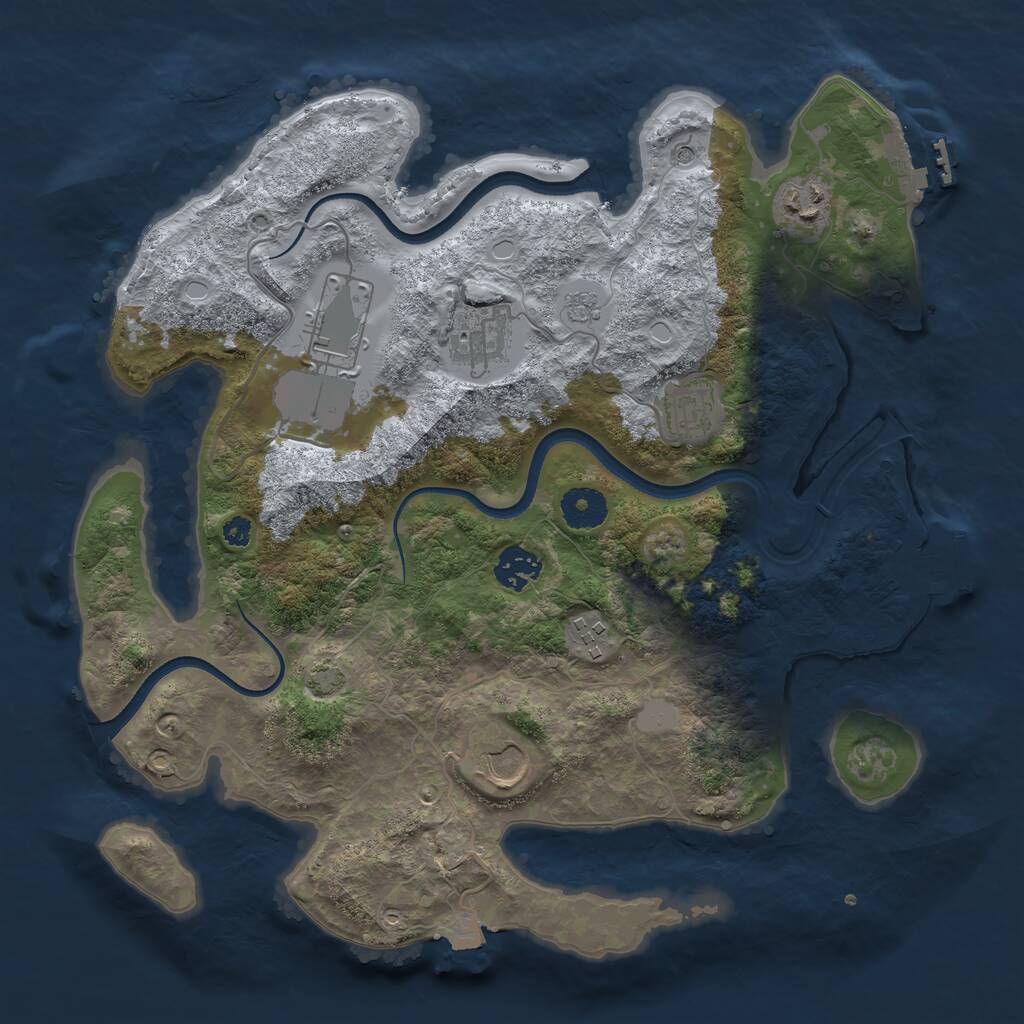 Rust Map: Procedural Map, Size: 3500, Seed: 28223658, 13 Monuments