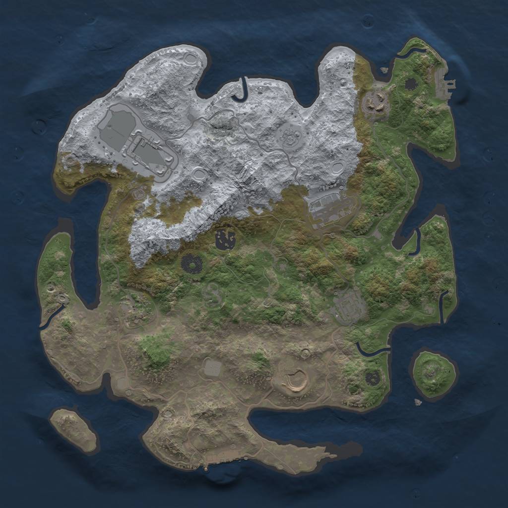 Rust Map: Procedural Map, Size: 3500, Seed: 28223658, 15 Monuments