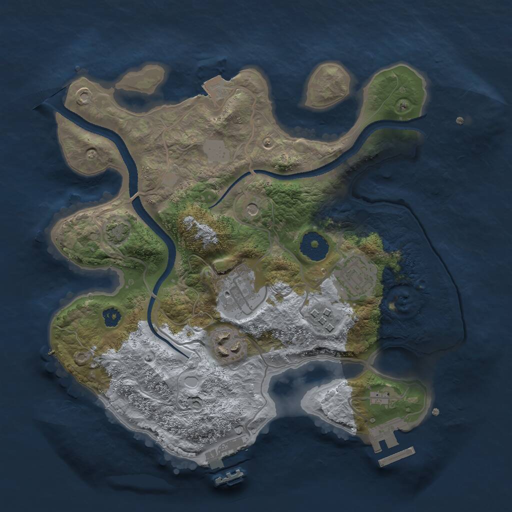 Rust Map: Procedural Map, Size: 2750, Seed: 128606619, 9 Monuments