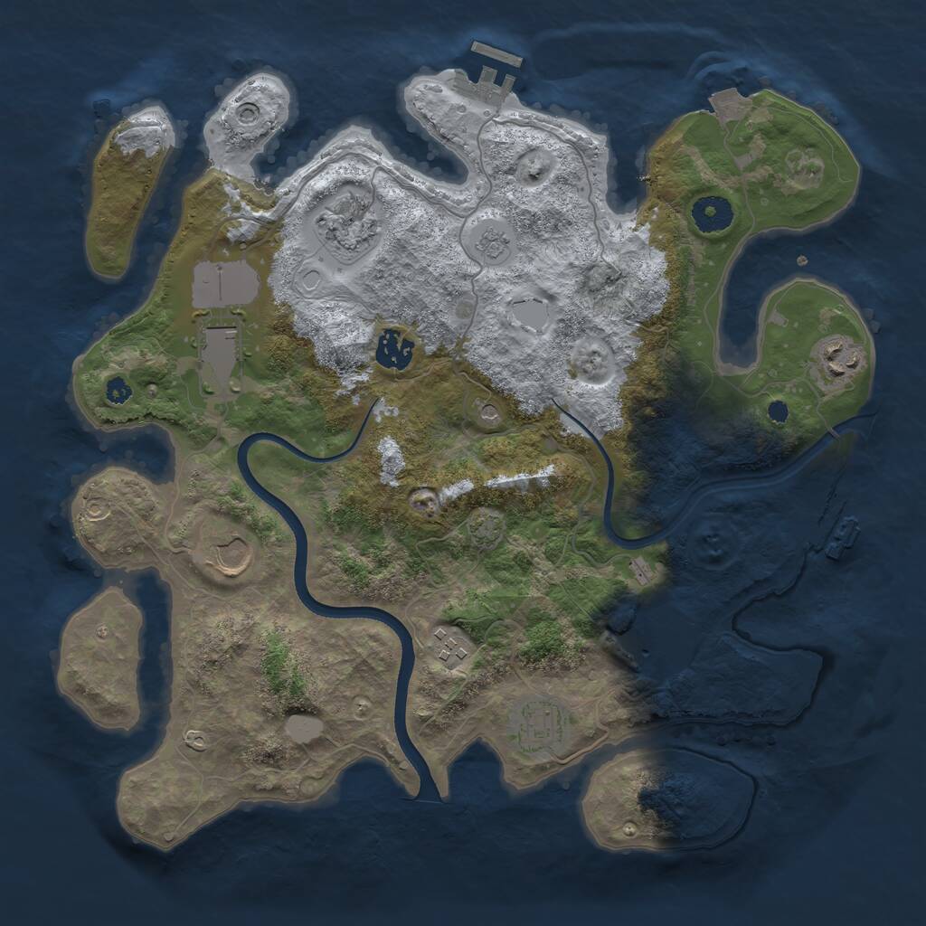Rust Map: Procedural Map, Size: 3600, Seed: 73844415, 14 Monuments