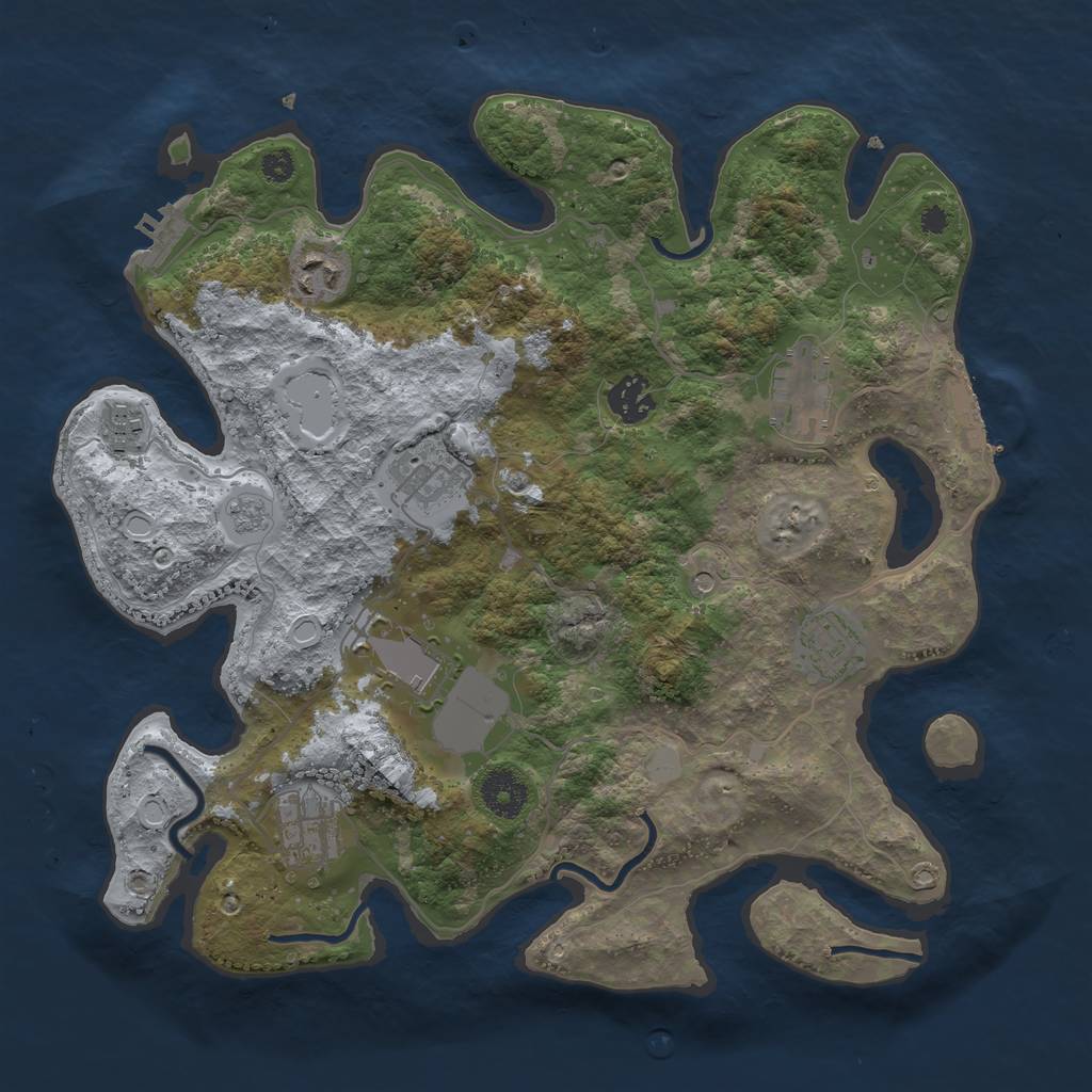 Rust Map: Procedural Map, Size: 3500, Seed: 6485432, 17 Monuments