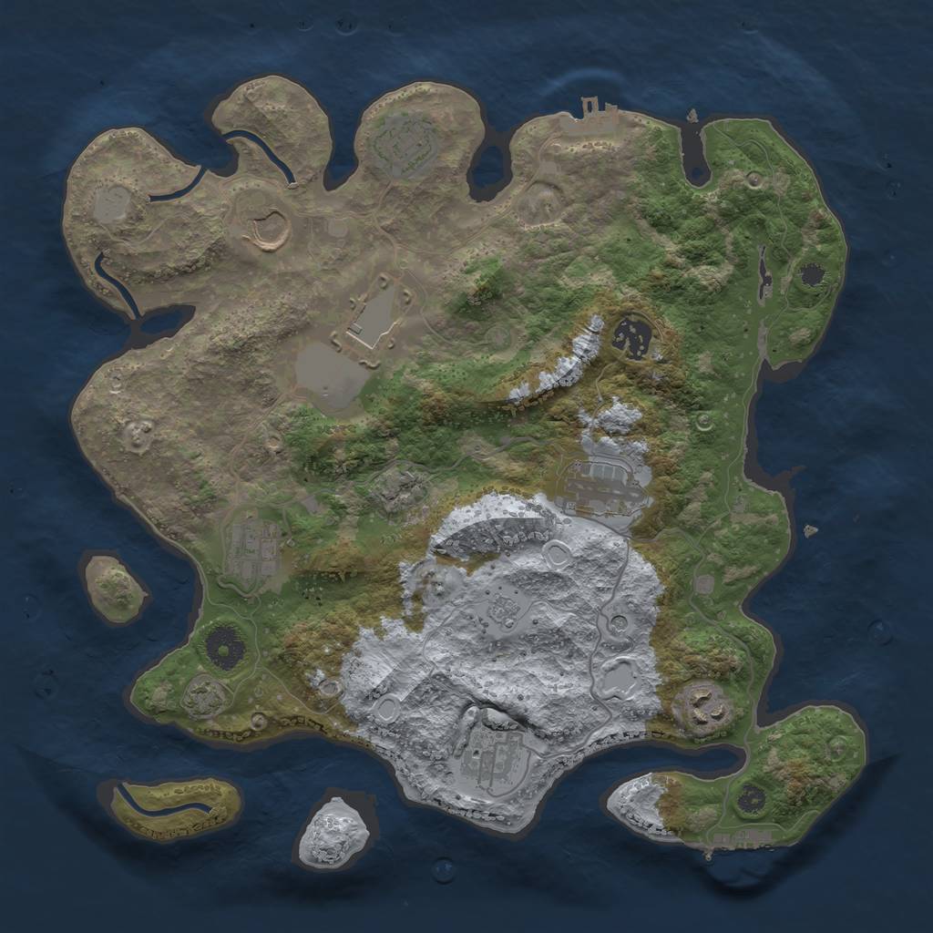 Rust Map: Procedural Map, Size: 3500, Seed: 690580562, 16 Monuments