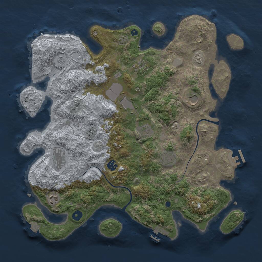 Rust Map: Procedural Map, Size: 3900, Seed: 411222, 15 Monuments