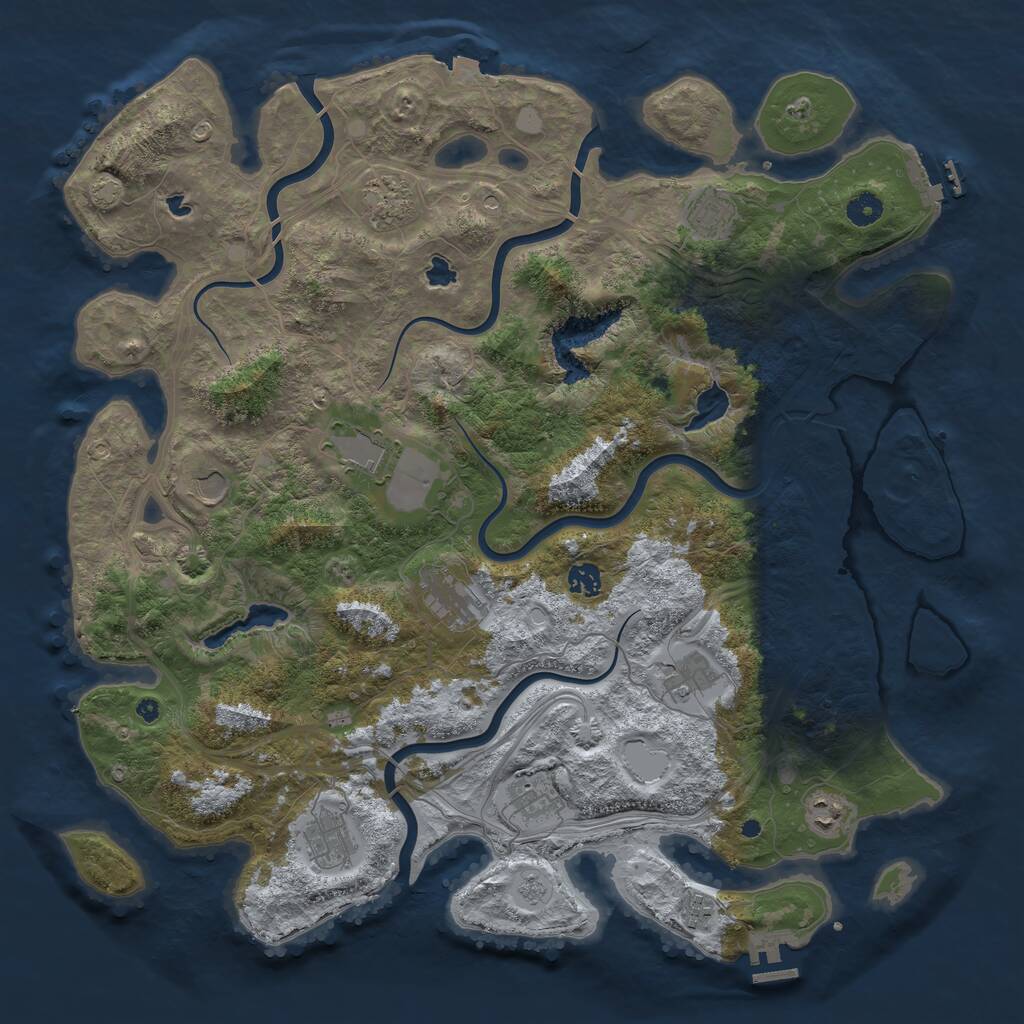 Rust Map: Procedural Map, Size: 4500, Seed: 1059456883, 17 Monuments