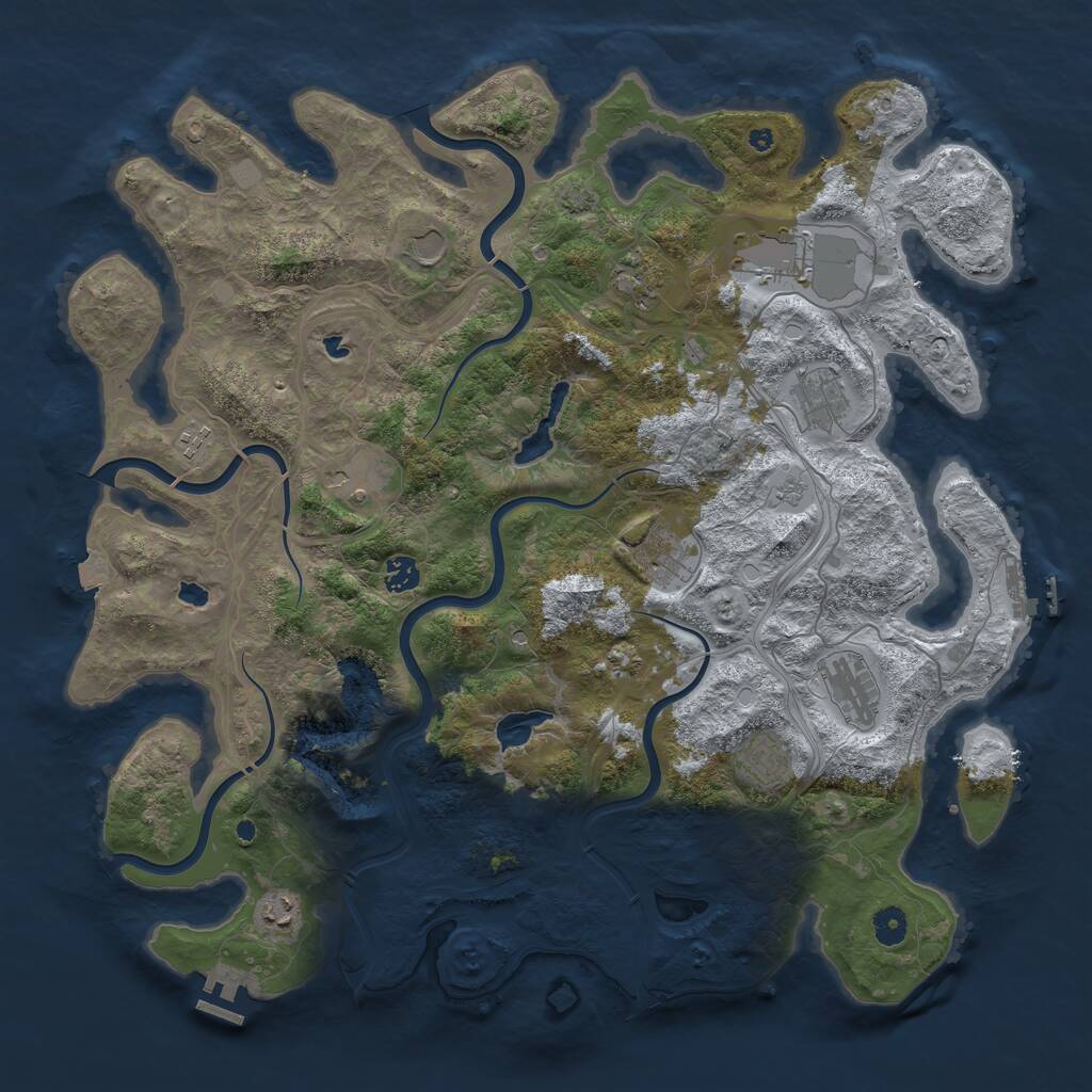 Rust Map: Procedural Map, Size: 4500, Seed: 714849044, 17 Monuments