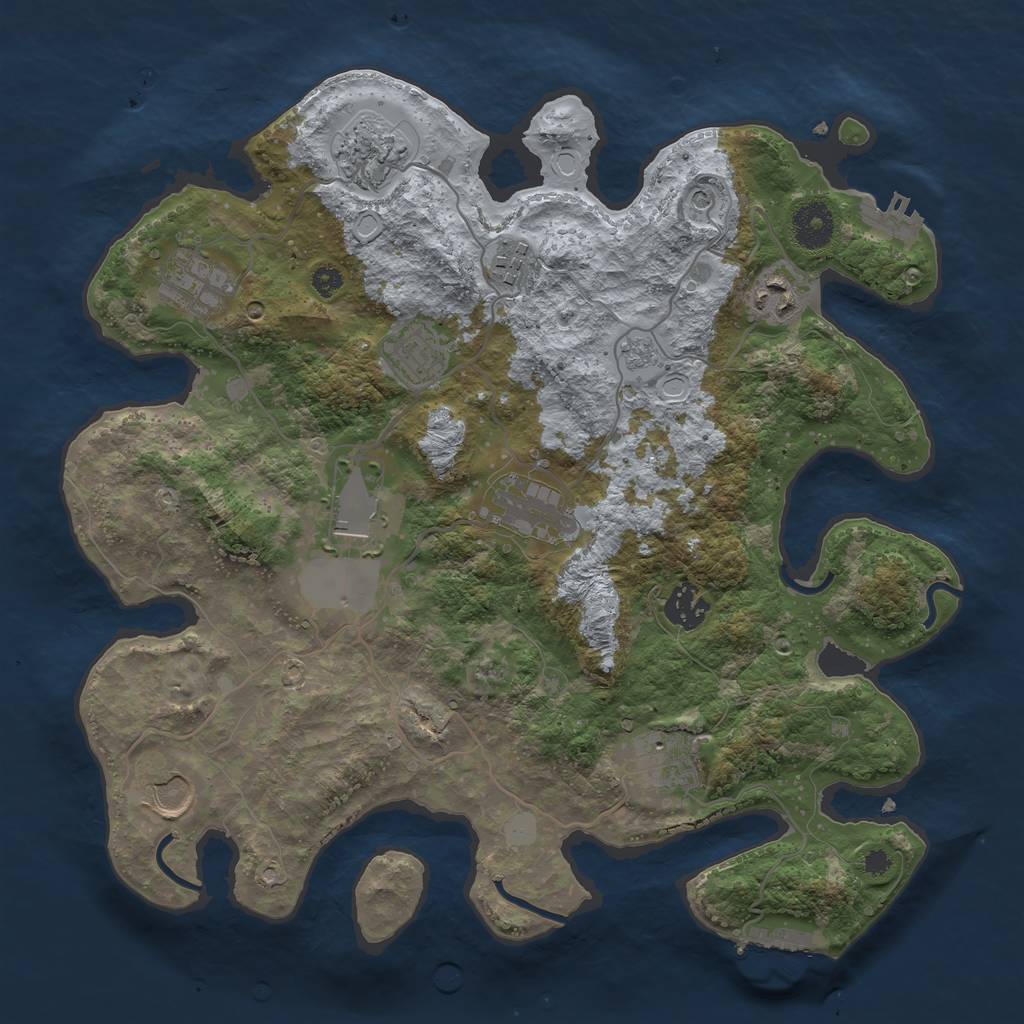 Rust Map: Procedural Map, Size: 3500, Seed: 1452398625, 19 Monuments