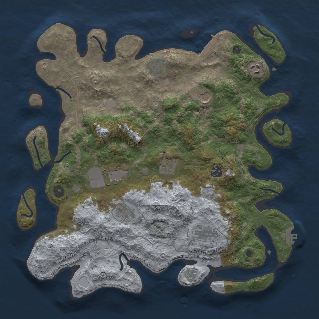 Rust Map: Procedural Map, Size: 4000, Seed: 17204, 18 Monuments