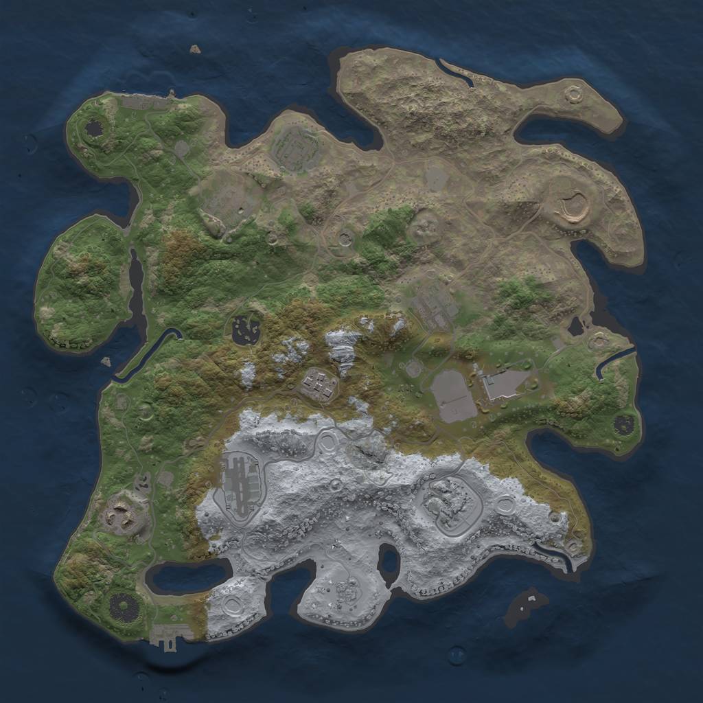 Rust Map: Procedural Map, Size: 3500, Seed: 1321295376, 19 Monuments