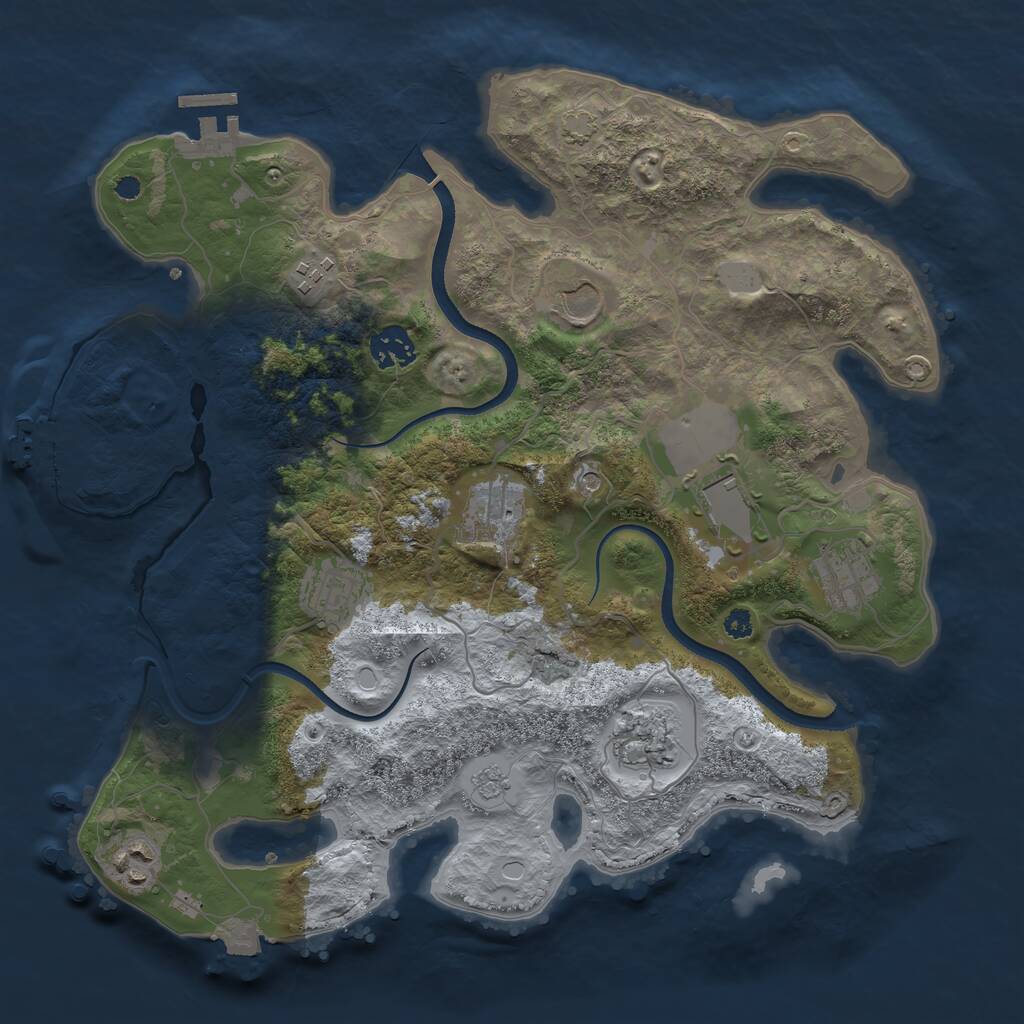 Rust Map: Procedural Map, Size: 3500, Seed: 1321295376, 15 Monuments