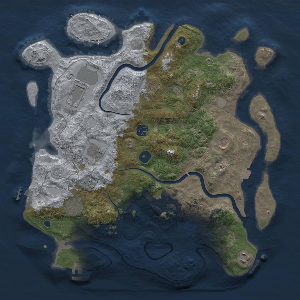 Rust Map: Procedural Map, Size: 3850, Seed: 42, 15 Monuments