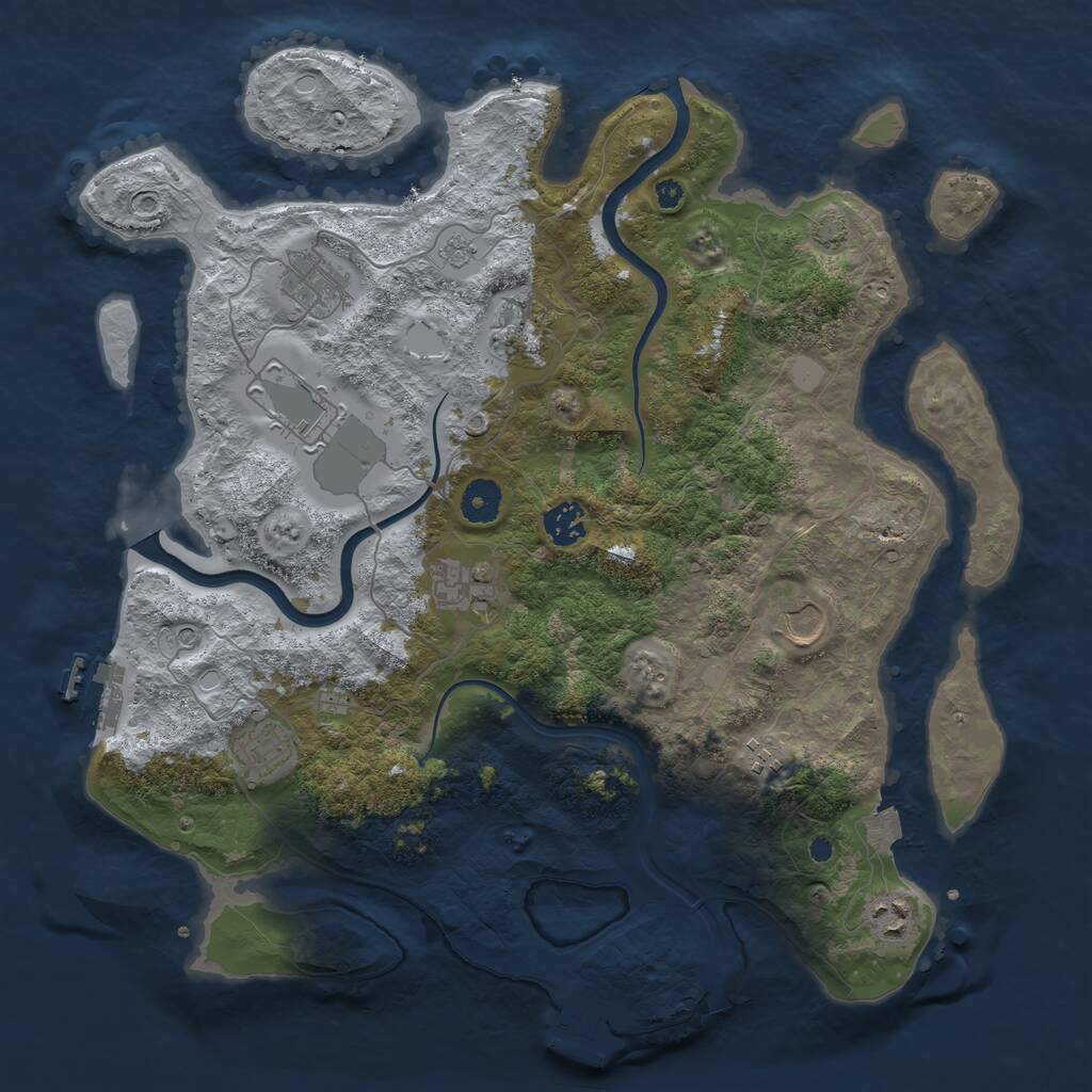 Rust Map: Procedural Map, Size: 3850, Seed: 42, 15 Monuments