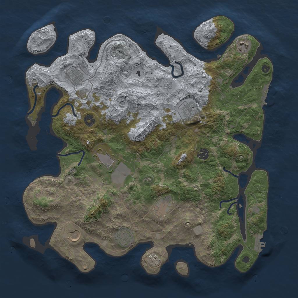 Rust Map: Procedural Map, Size: 3850, Seed: 1234, 18 Monuments