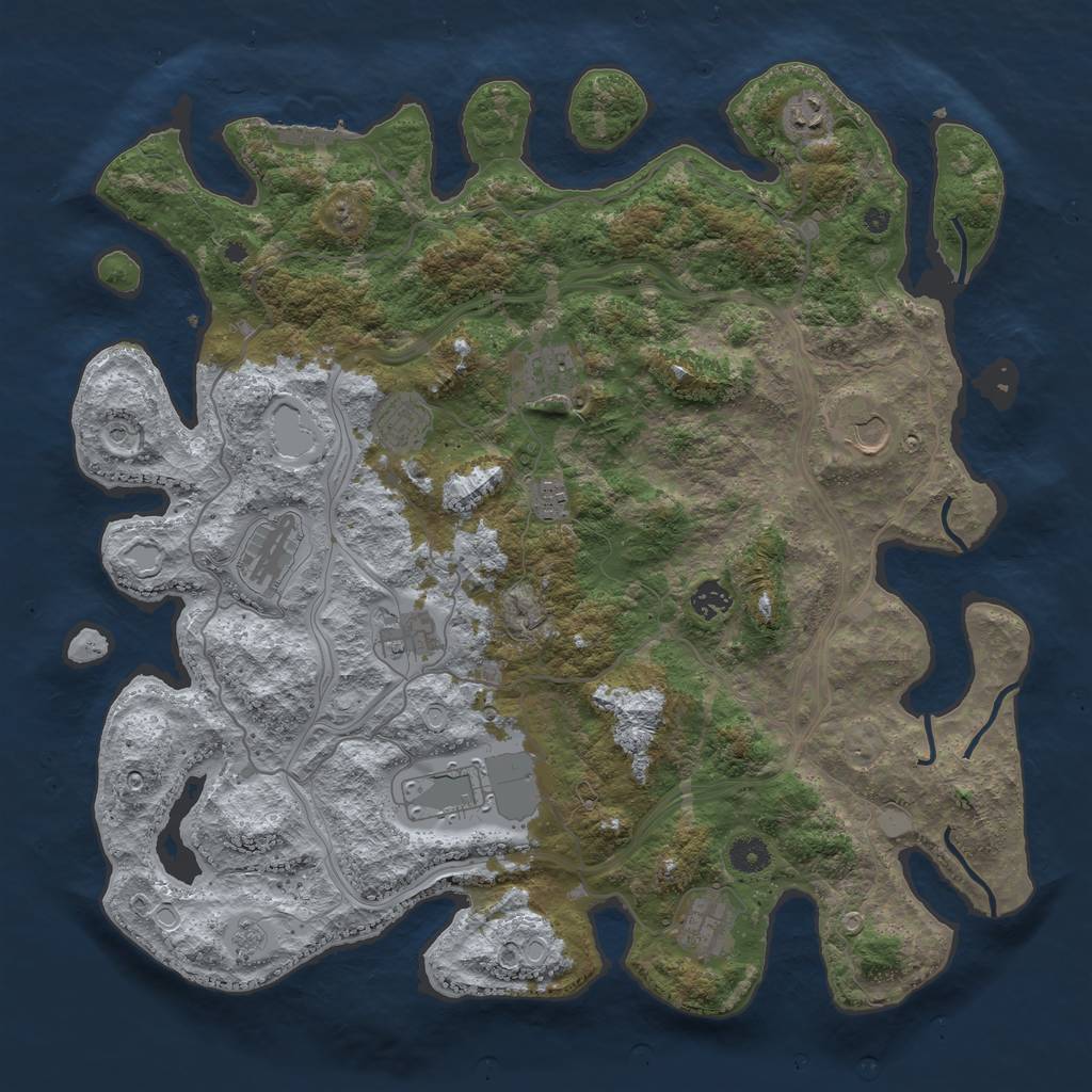 Rust Map: Procedural Map, Size: 4300, Seed: 933667, 18 Monuments