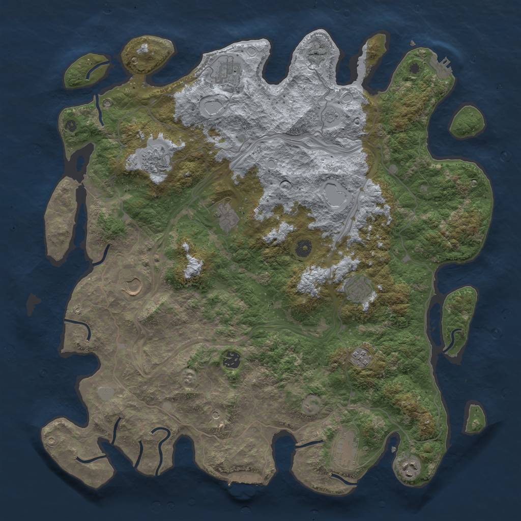 Rust Map: Procedural Map, Size: 4500, Seed: 32783783, 18 Monuments