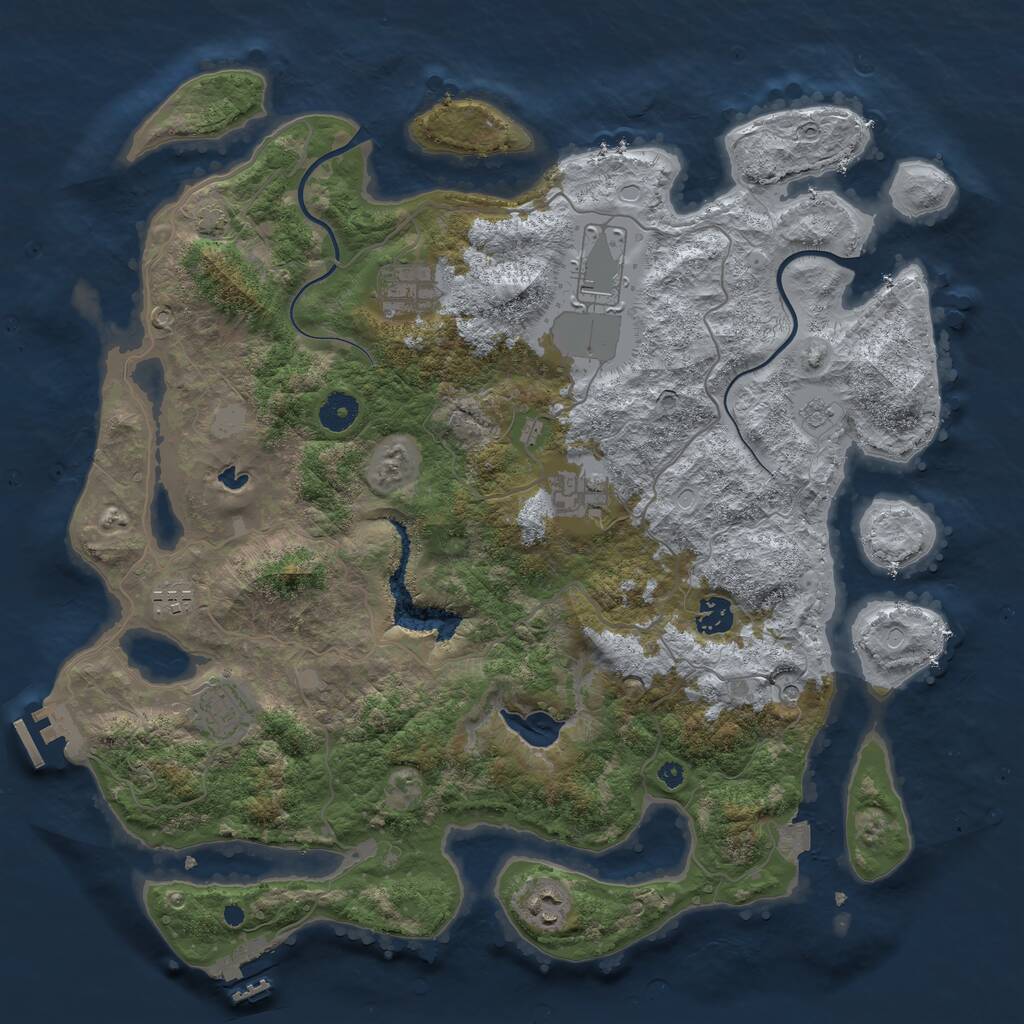 Rust Map: Procedural Map, Size: 4000, Seed: 1126673935, 13 Monuments