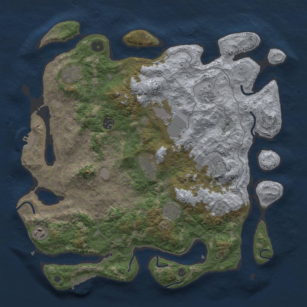 Rust Map: Procedural Map, Size: 4000, Seed: 1126673935, 18 Monuments