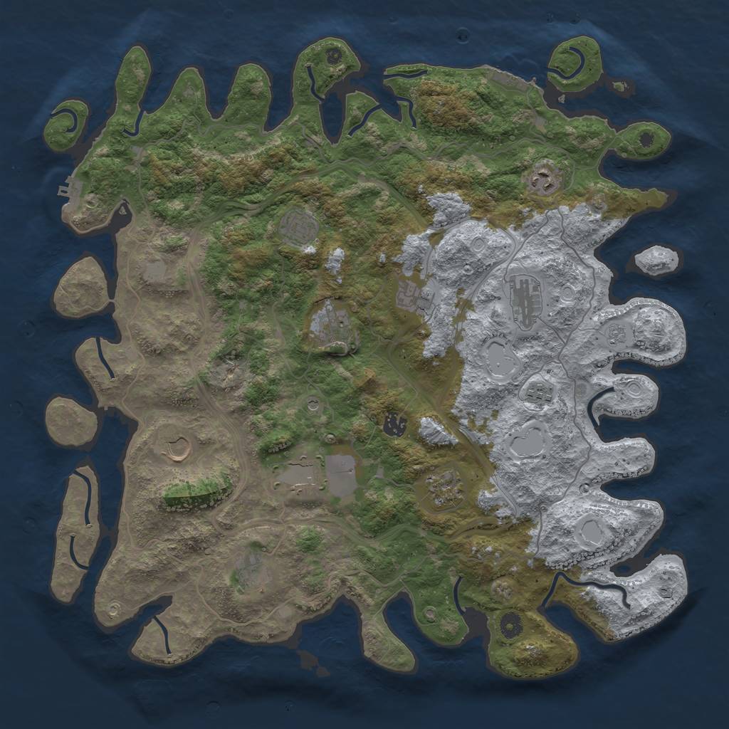 Rust Map: Procedural Map, Size: 4500, Seed: 1201968925, 18 Monuments