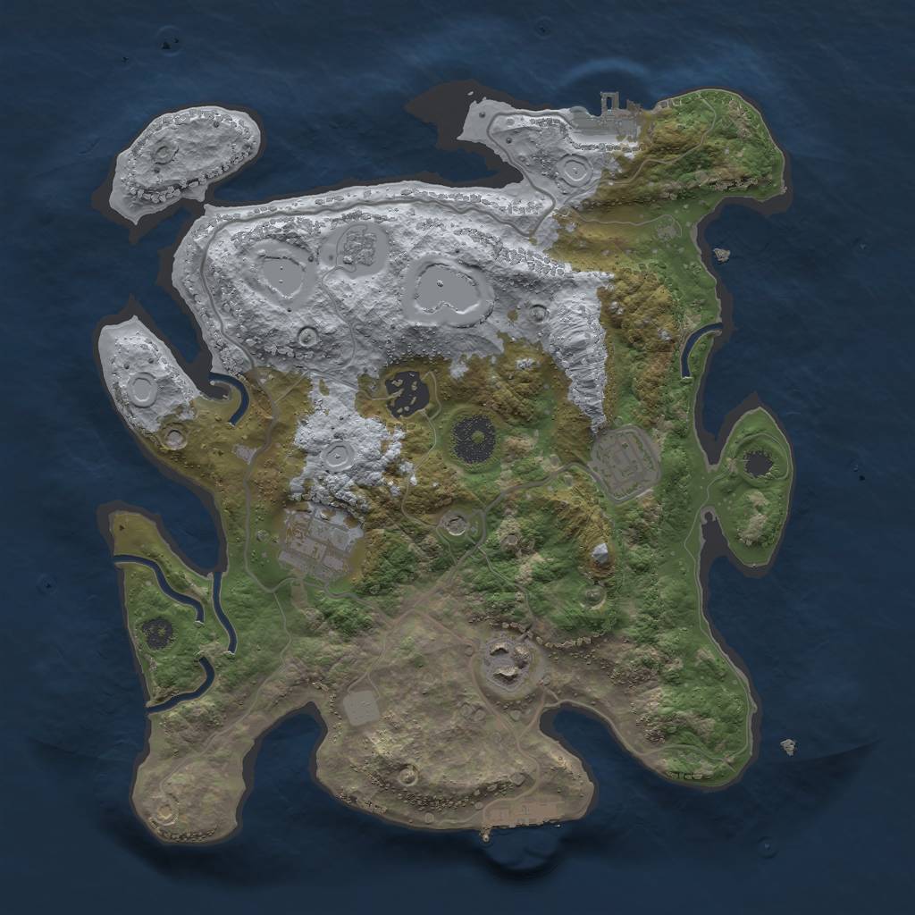 Rust Map: Procedural Map, Size: 3000, Seed: 37443, 13 Monuments