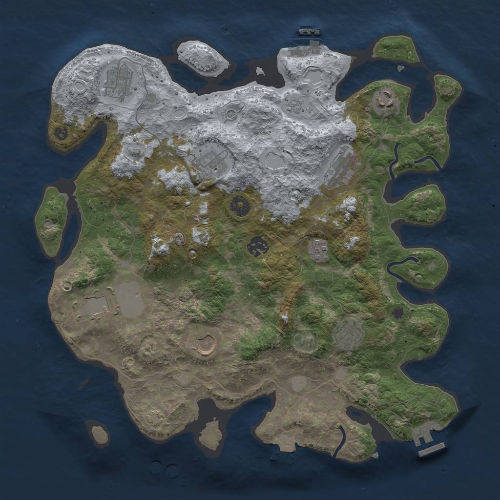 Rust Map: Procedural Map, Size: 3700, Seed: 1070979736, 17 Monuments