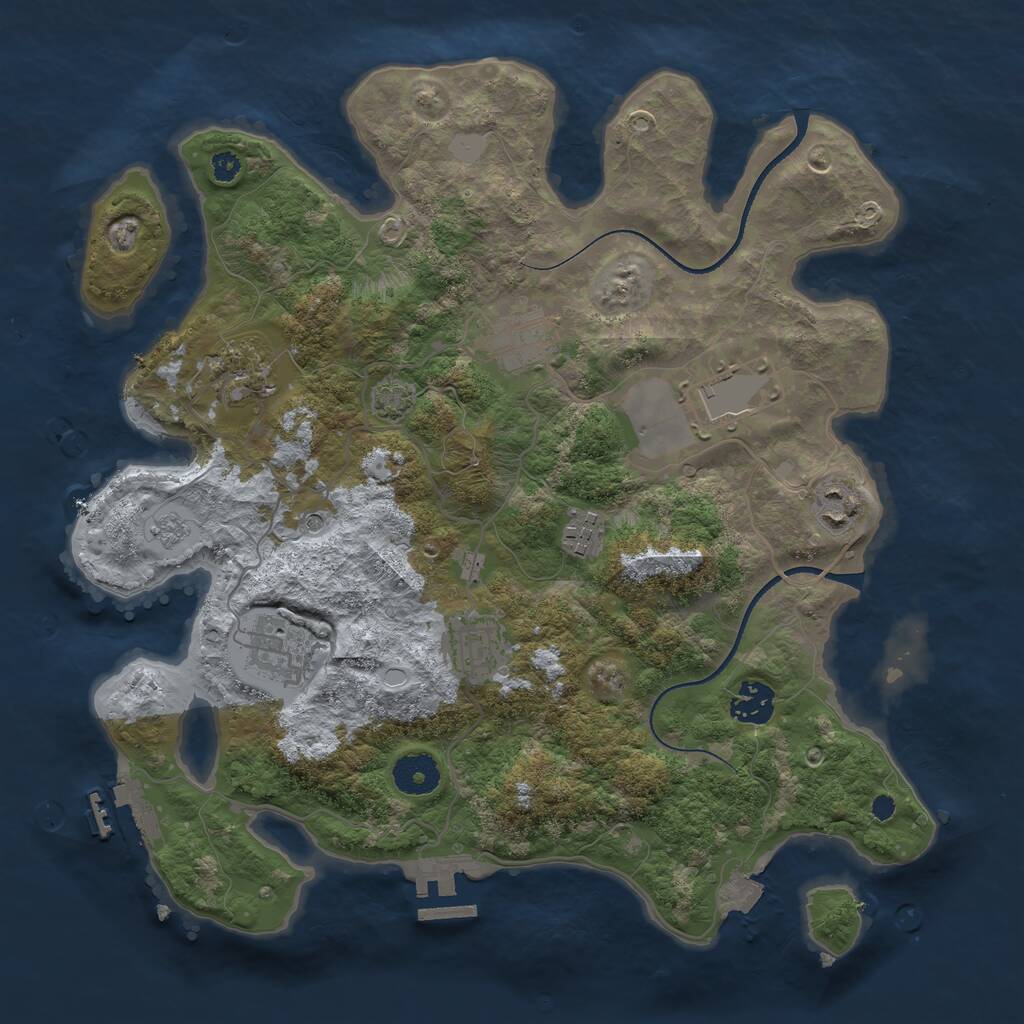 Rust Map: Procedural Map, Size: 3500, Seed: 2050764733, 14 Monuments