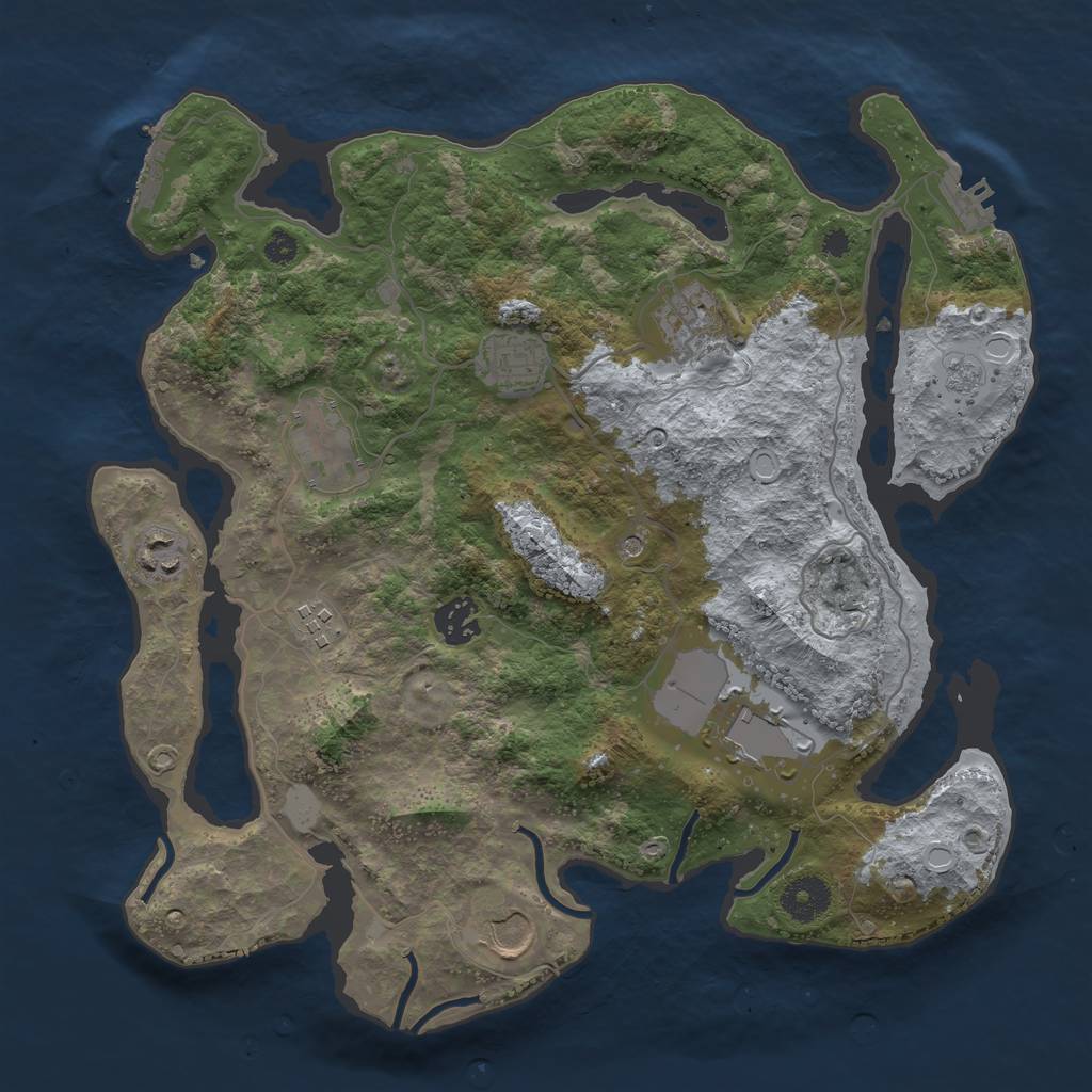 Rust Map: Procedural Map, Size: 3500, Seed: 2013153936, 17 Monuments