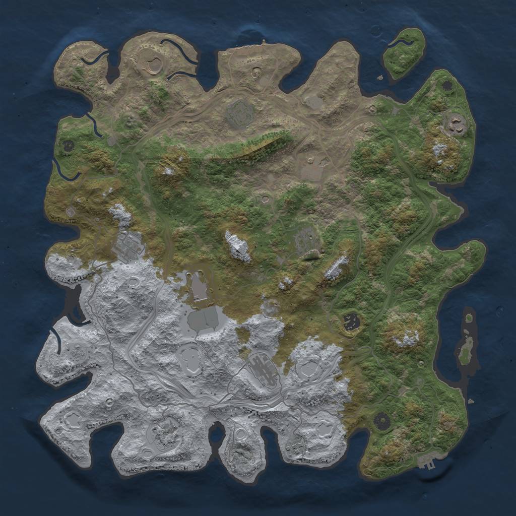 Rust Map: Procedural Map, Size: 4500, Seed: 706874621, 20 Monuments