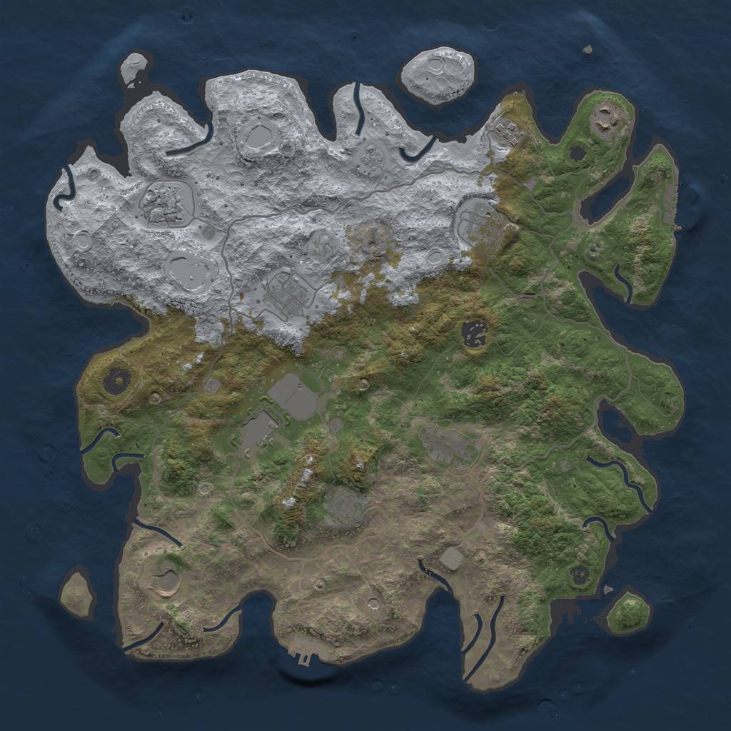 Rust Map: Procedural Map, Size: 4000, Seed: 1927, 19 Monuments