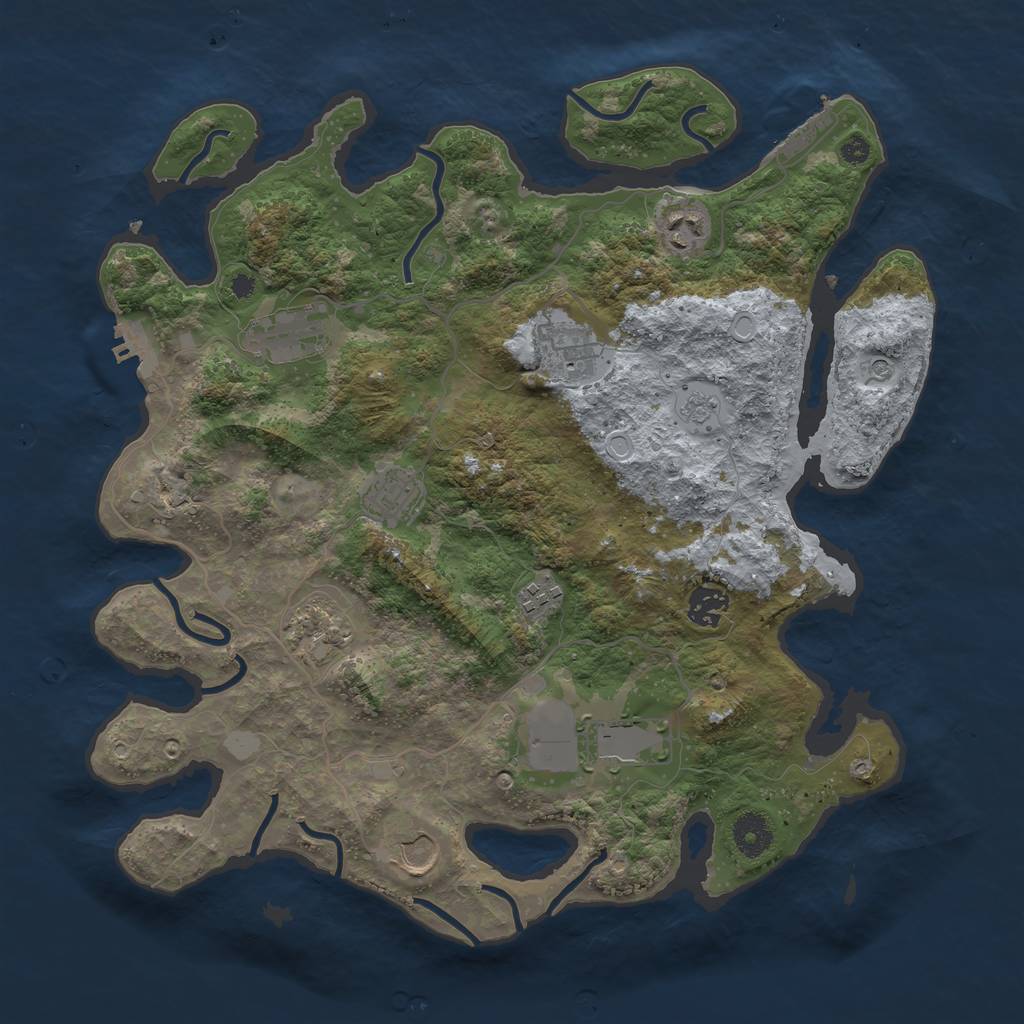 Rust Map: Procedural Map, Size: 3750, Seed: 981567938, 18 Monuments