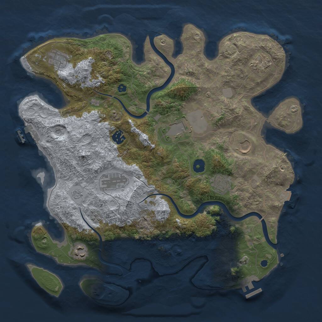 Rust Map: Procedural Map, Size: 3750, Seed: 481450384, 15 Monuments