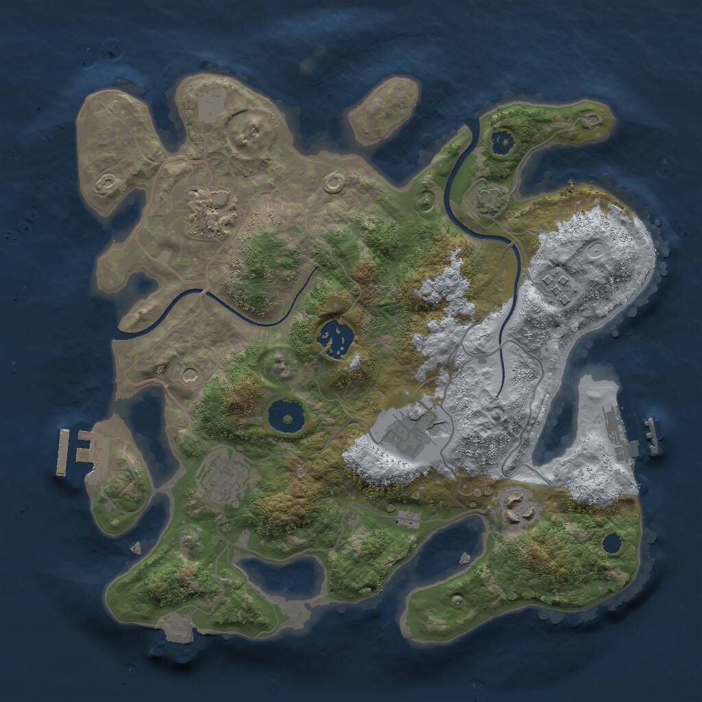 Rust Map: Procedural Map, Size: 3000, Seed: 556013617, 11 Monuments
